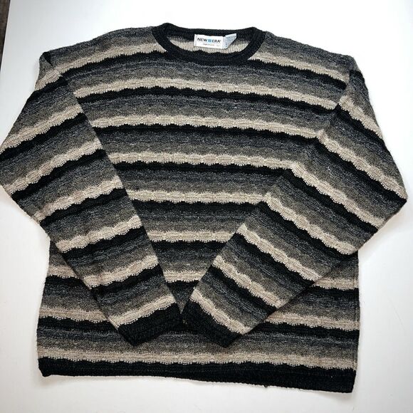 New Era Sweaters - Vintage 90s Sweater New Era Womens Large Stripes Long Sleeve Minimalist Casual